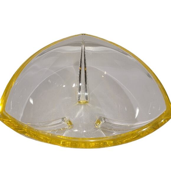 Art Deco German Crystal Bowl Volker Walther Home Decor Yellow Weighted Vintage - Picture 2 of 12
